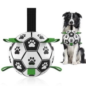 Pelota de Futbol para mascotas con agarraderas para jugar y que no se lastimen