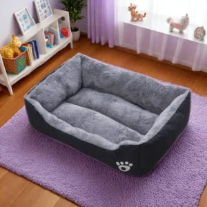 Cama negra para perros, cama para dormir de felpa para perros grandes, medianos y pequeños, estera para dormir antideslizante y resistente a mordeduras